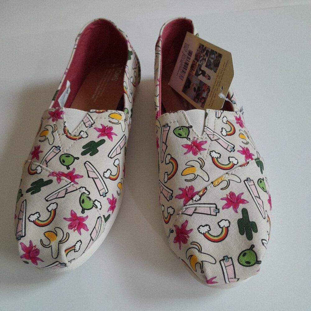 Toms Classic Birch Multi Rainbows Slip-On Loafers Women's Size 9 W